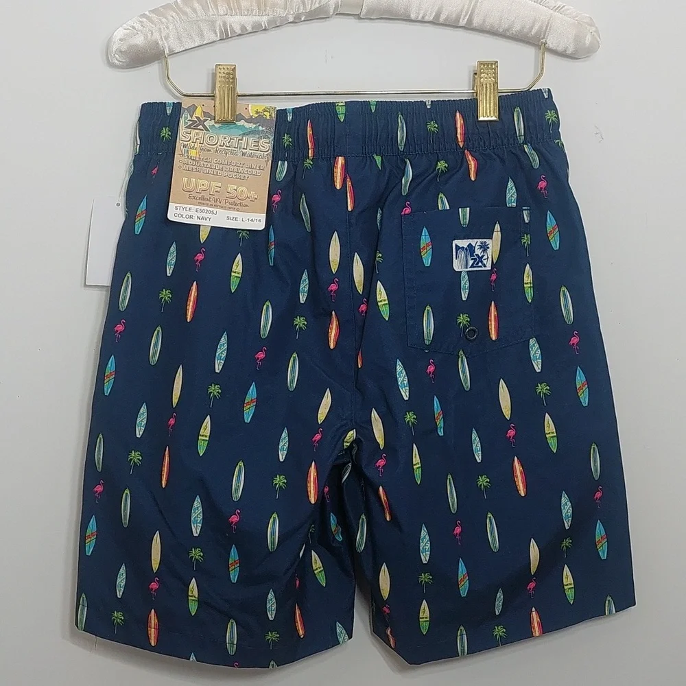 Zeroxposur Boys Size Large 14/16 Swim Trunks Shorts Navy Blue Surf Boards